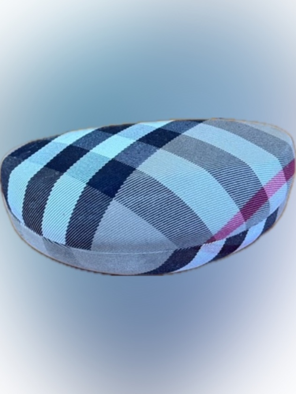 Burberry Tan Plaid Eyeglass Case with Black & Red Stripes